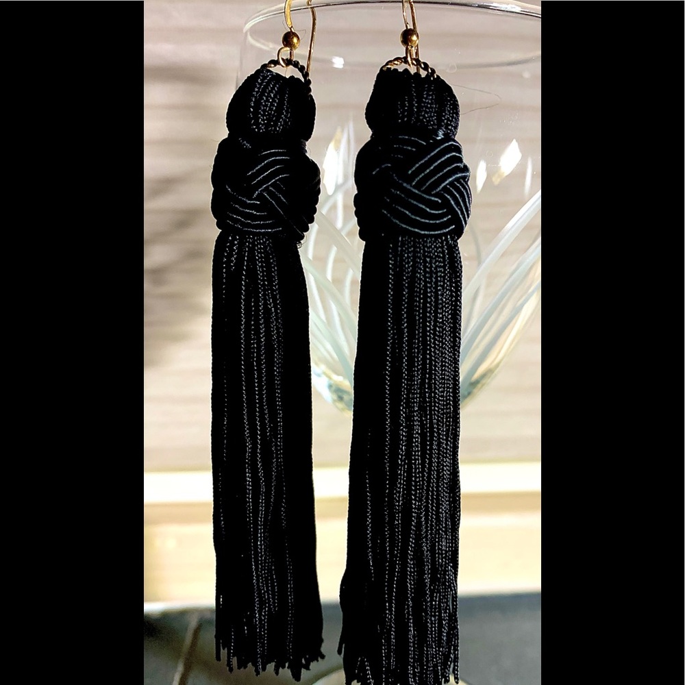 Samantha Myer Black Tassel Earrings